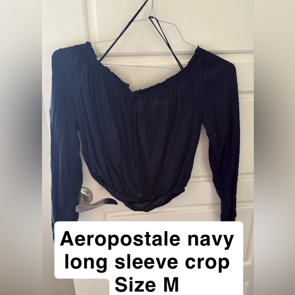 Aeropostale Dark Blue Off-Shoulder Crop Top